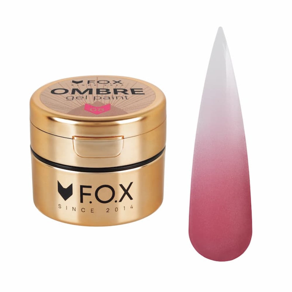 Гель-краска F.O.X Ombre Gel Paint 008 без липкого слоя малиновый 5 мл