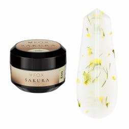 Гель F.O.X строительный Builder Gel Sakura 002 молочный с желтыми сухоцветами 15 мл