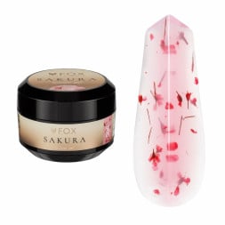 Гель F.O.X строительный Builder Gel Sakura 005 теплый розовый с красными сухоцветами 15 мл