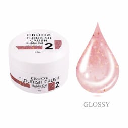 Гель строительный Crooz Flourish Crush Builder Gel 02 пастельно-персиковый с мелкими белыми нежно-желтыми частицами и золотыми вкр