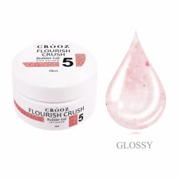 Гель строительный Crooz Flourish Crush Builder Gel 05 нежный розово-персиковый с теплыми нюдовыми частицами 15 мл