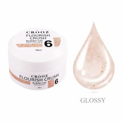 Гель строительный Crooz Flourish Crush Builder Gel 06 кремово-бежевый с теплыми светлыми частицами 15 мл