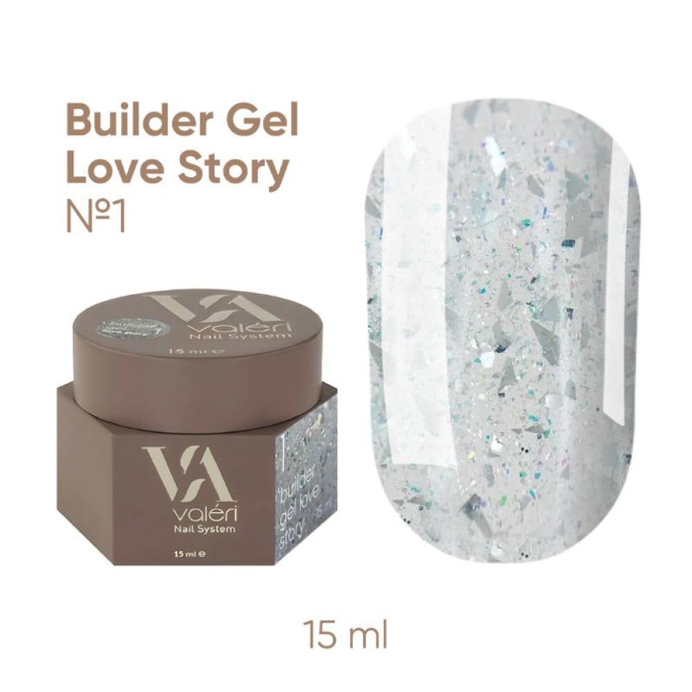Гель для нарощування Valeri Builder Gel Love Story 001 з поталлю 15 мл