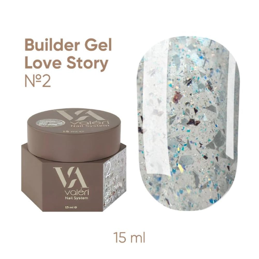 Гель для нарощування Valeri Builder Gel Love Story 002 з поталлю 15 мл