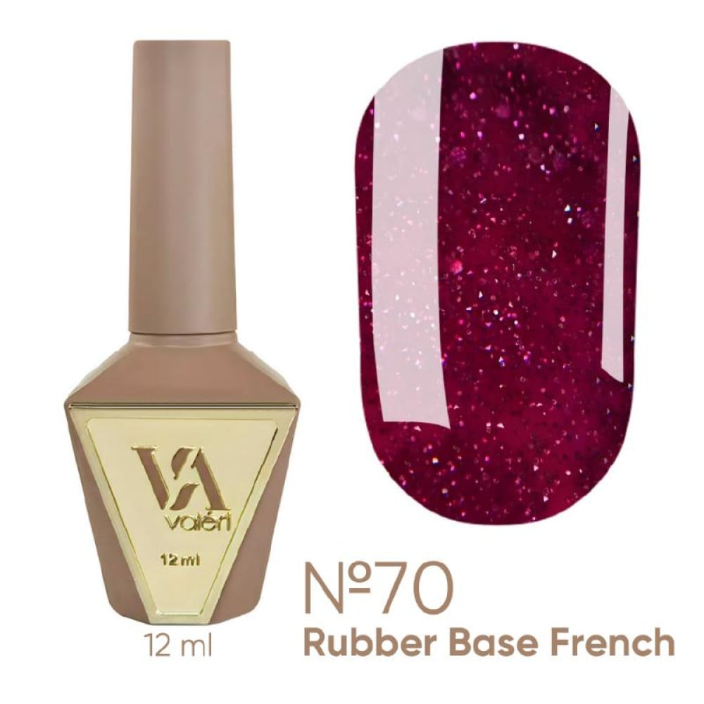 База камуфлююча для гель-лаку Valeri Rubber French Flash Base 070 світловідбиваюча 12 мл