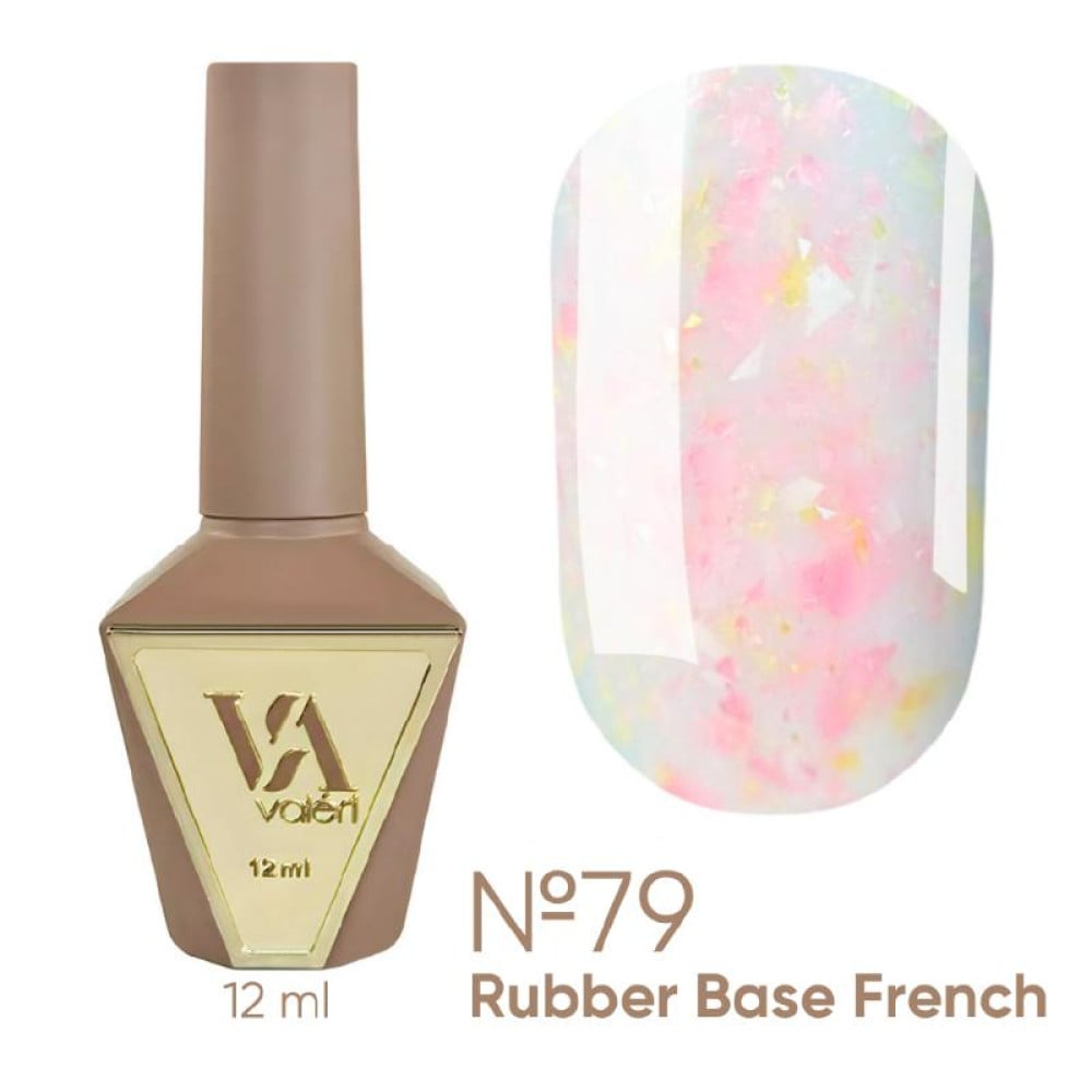 База камуфлююча для гель-лаку Valeri Rubber French Flakes Base 079 з поталлю 12 мл
