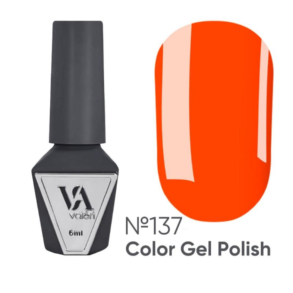 Гель-лак Valeri Color 137 неоновий соковитий помаранчевий 6 мл