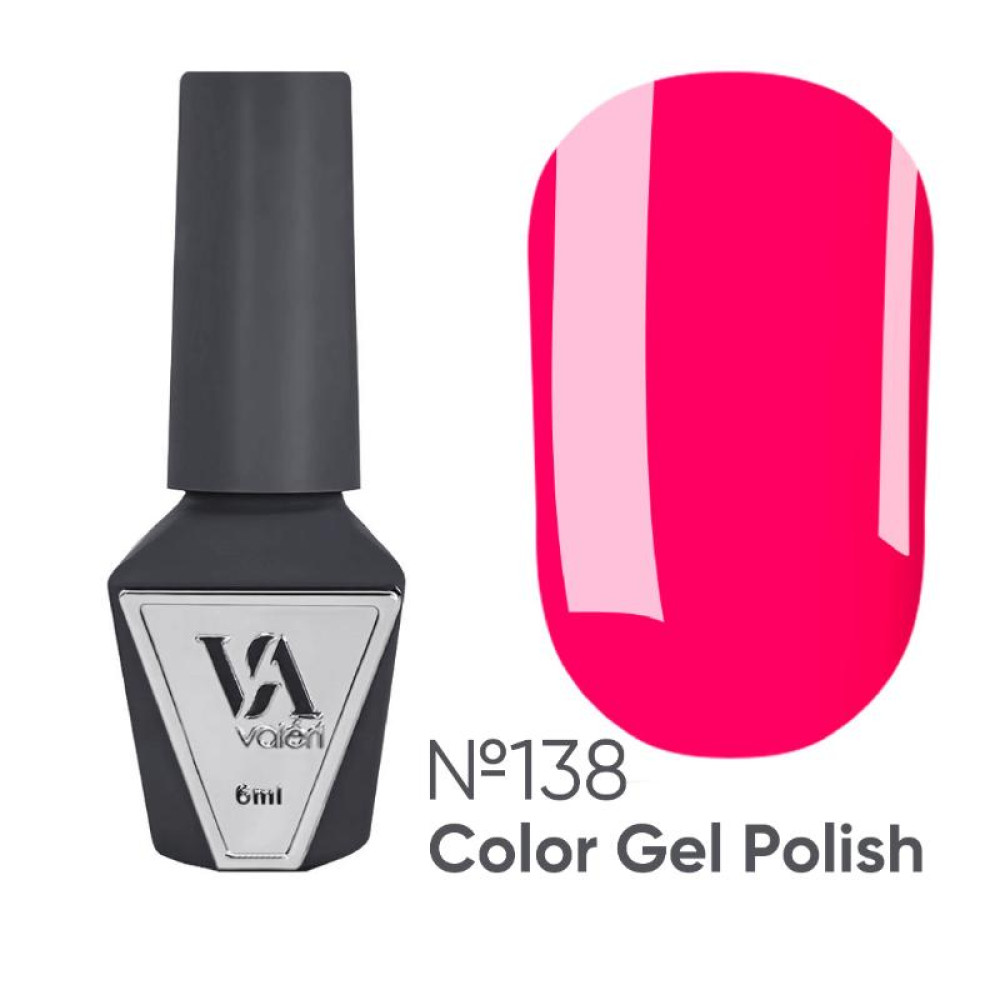 Гель-лак Valeri Color 138 неоновий червоно-рожевий 6 мл