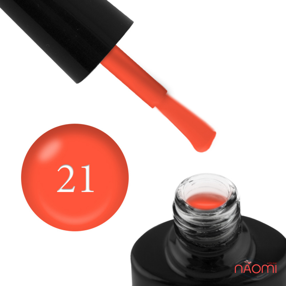Гель-лак FOCUS PREMIUM 021 неоновий помаранчевий з флуоресцентним ефектом, 8 мл
