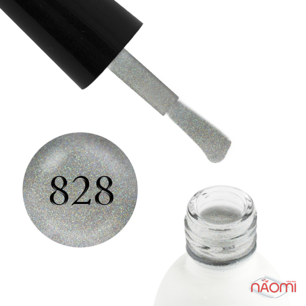 Гель-лак Koto 828 серый с голографическими шиммерами и перламутром. 5 мл