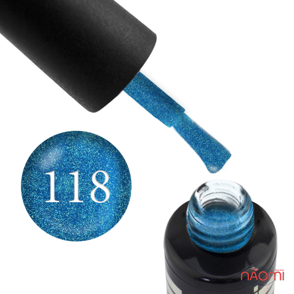 Гель-лак Oxxi Professional 118 синий с мелкими бирюзовыми блестками, 10 мл