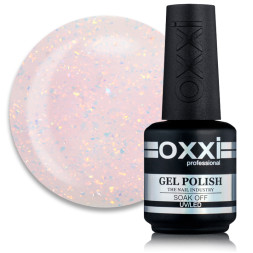 База камуфлирующая для гель-лака Oxxi Professional Sharm Cover Base Coat 004 прозрачно-розовый с персиковыми шиммерами. 15 мл