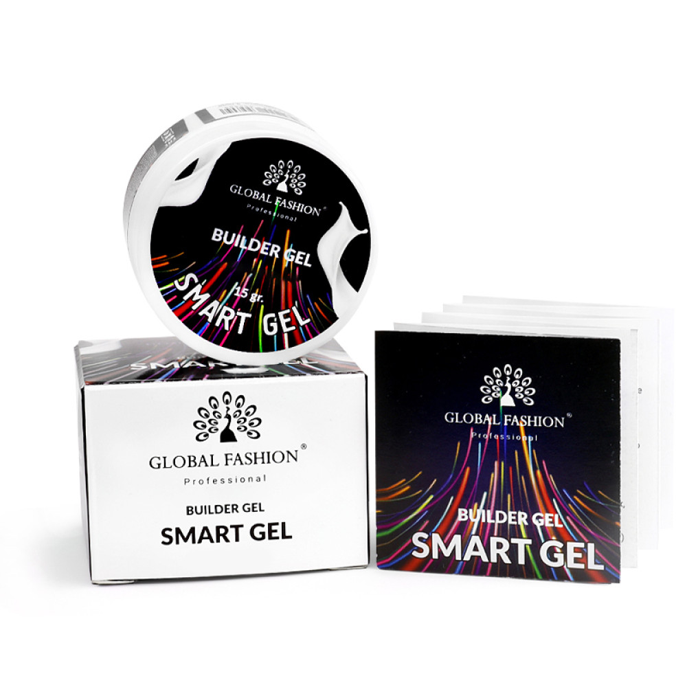 Гель Global Fashion Smart gel для нарощування та моделювання нігтів. прозорий. 15 г