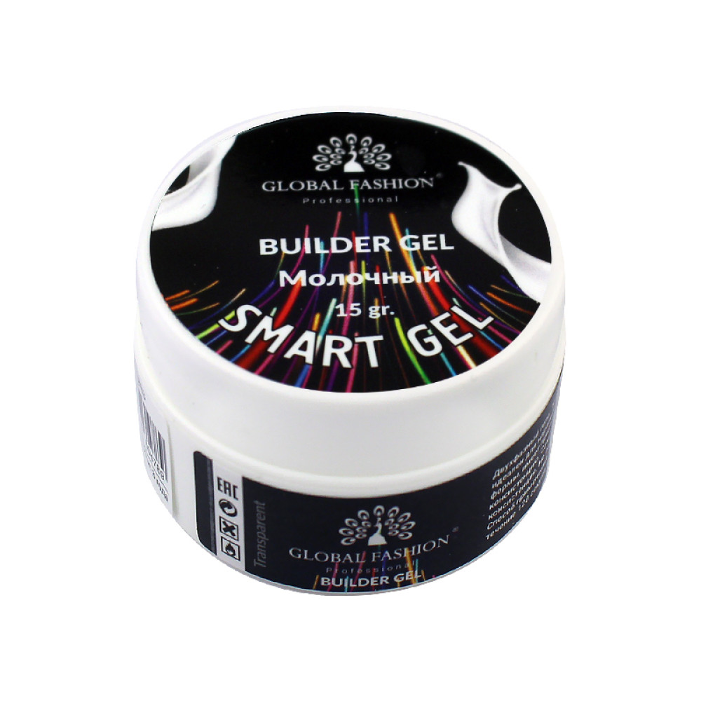 Гель Global Fashion Smart gel для нарощування та моделювання нігтів. молочний. 15 г