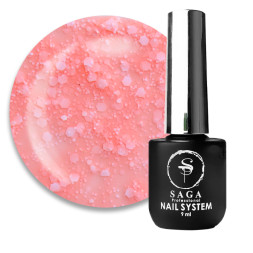 Гель-лак Saga Professional Marmalade 02 персиковий з білими конфетті різної форми. 9 мл