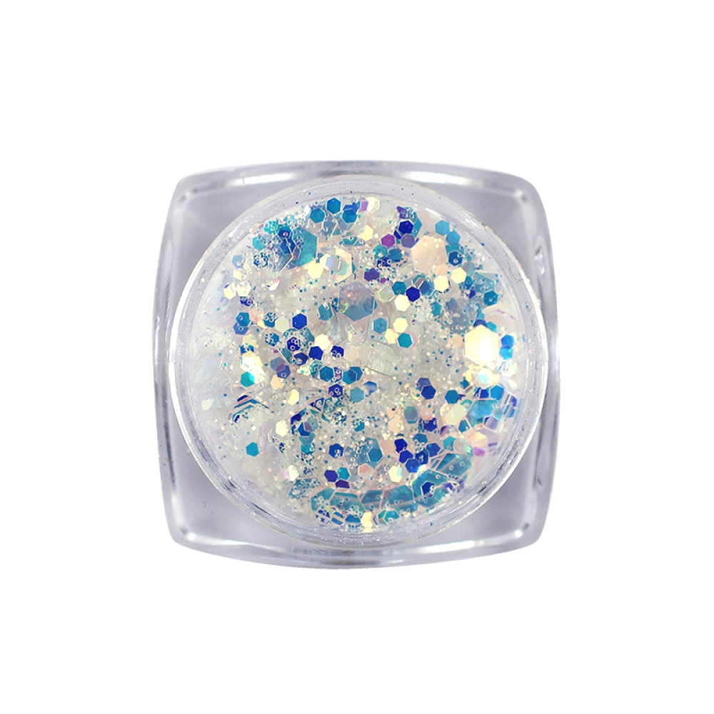 Декор для ногтей Starlet Professional блестки с конфетти DT-04. цвет голубой с перламутром