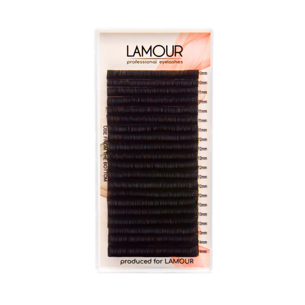Вії Lamour D 0.085 (20 рядків: 10-14 мм). чорні