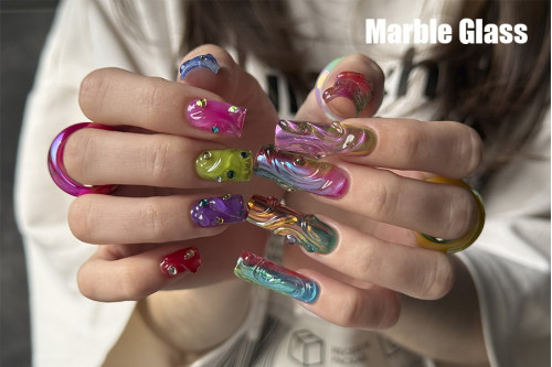 Яркие нейл-дизайны с гель-лаками Adore Professional Marble Glass!