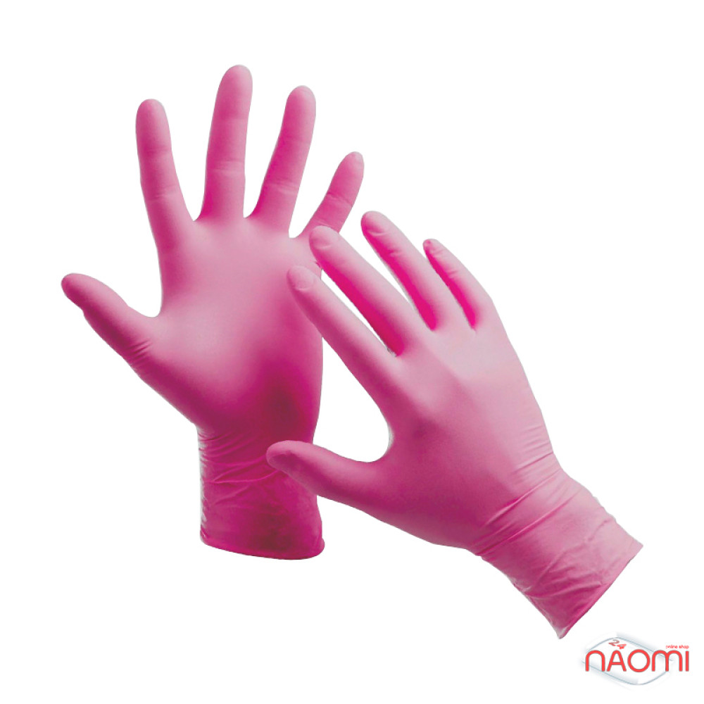 Перчатки нитриловые упаковка - 5 пар. размер M (без пудры). плотность 3.6 г. розовые