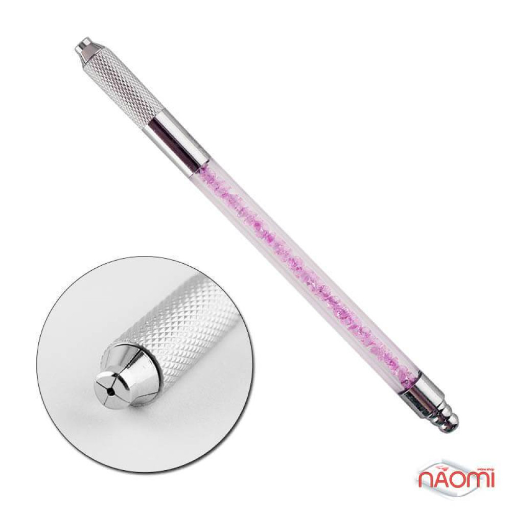 Ручка для микроблейдинга со стразами Swarovski пластиковая. цвет лиловый