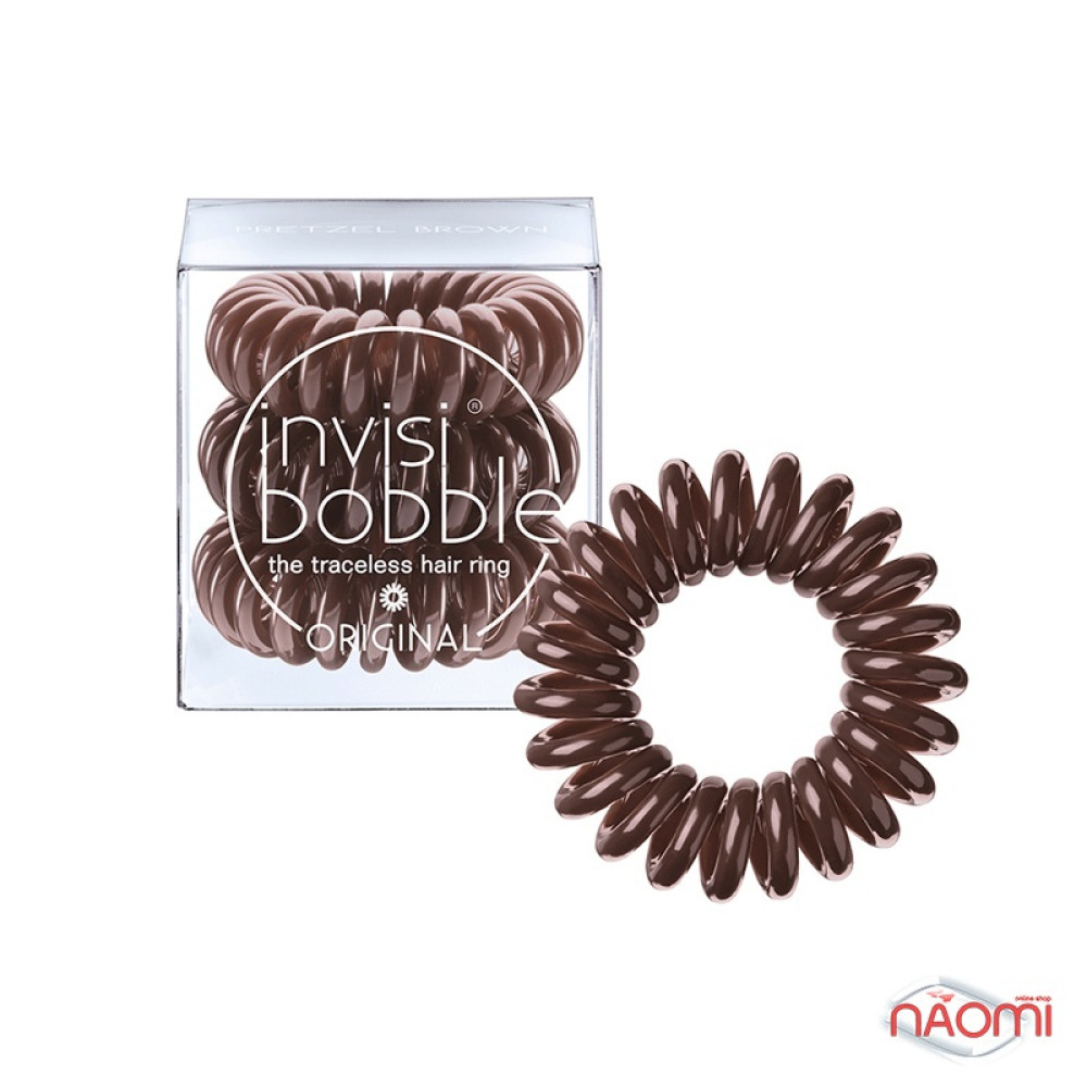 Резинка-браслет для волос Invisibobble ORIGINAL Pretzel Brown. цвет коричневый. 30х16 мм. 3 шт.