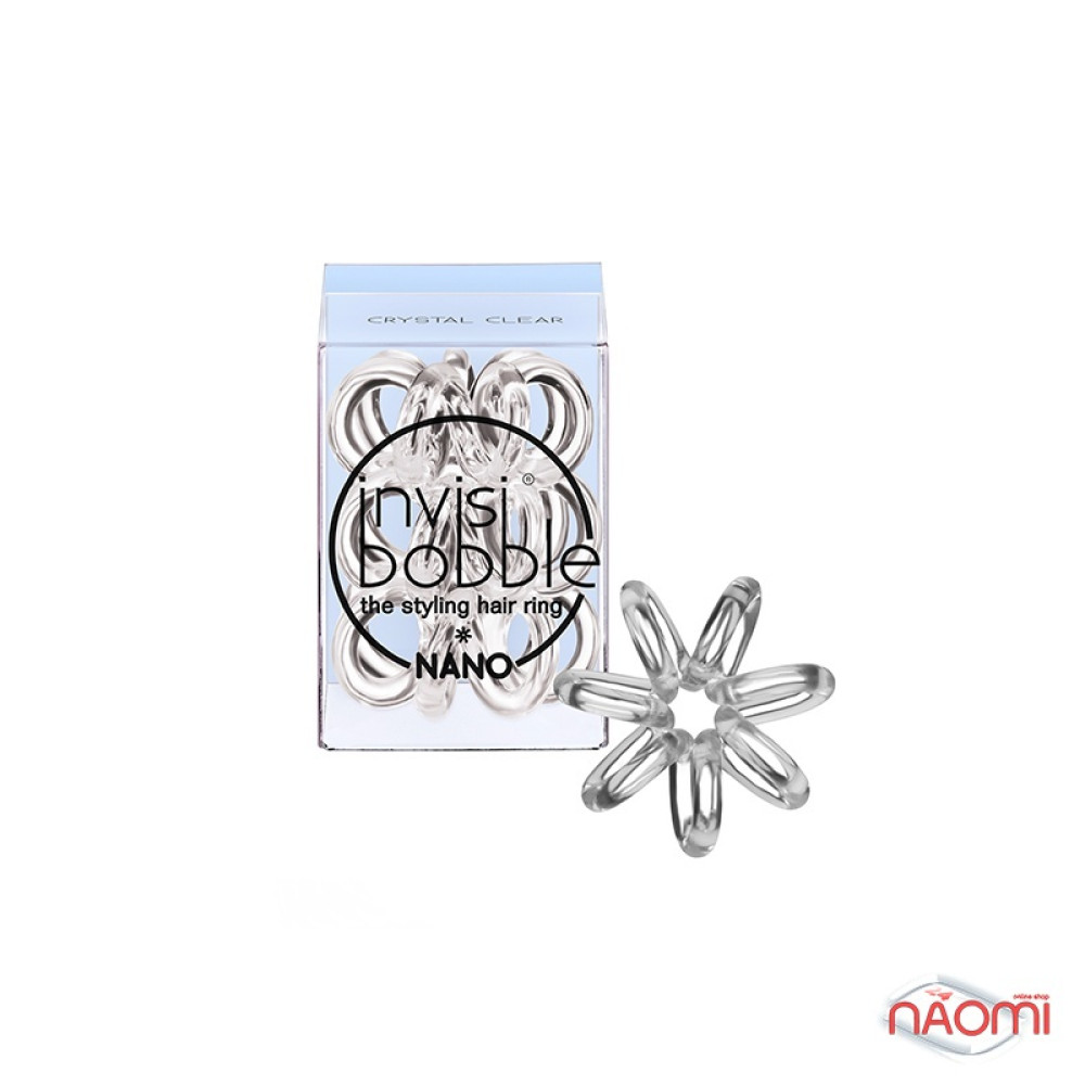 Резинка-браслет для волос Invisibobble NANO Crystal Clear. цвет прозрачный. 20х3 мм. 3 шт.