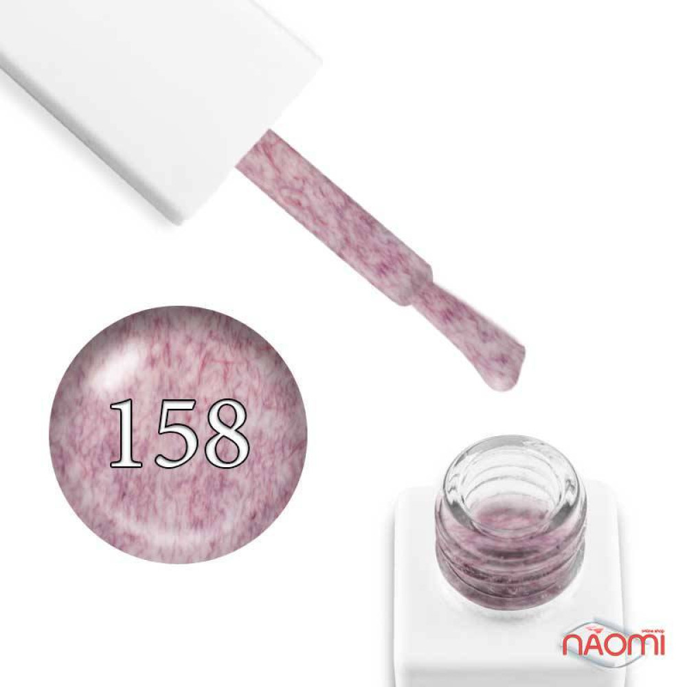Гель-лак мармуровий Trendy Nails № 158 рожевий, з малиново-фіолетовим флоком, 8 мл