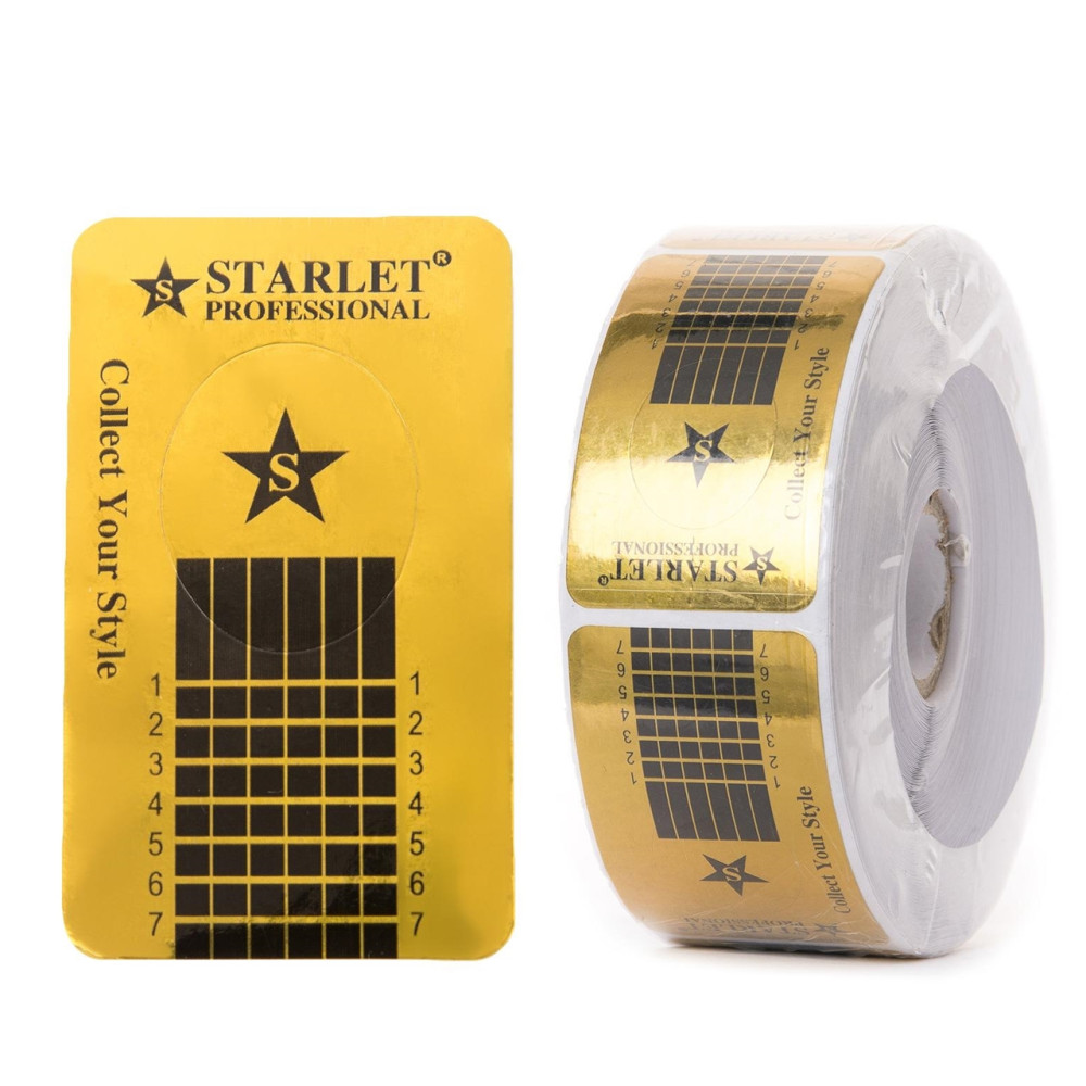 Формы для наращивания ногтей Starlet Professional узкие, золотые, 500 шт.