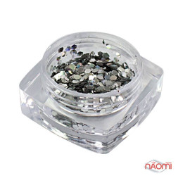 Декор для нігтів Salon Professional Луска, колір срібло з голограмою, велика 062
