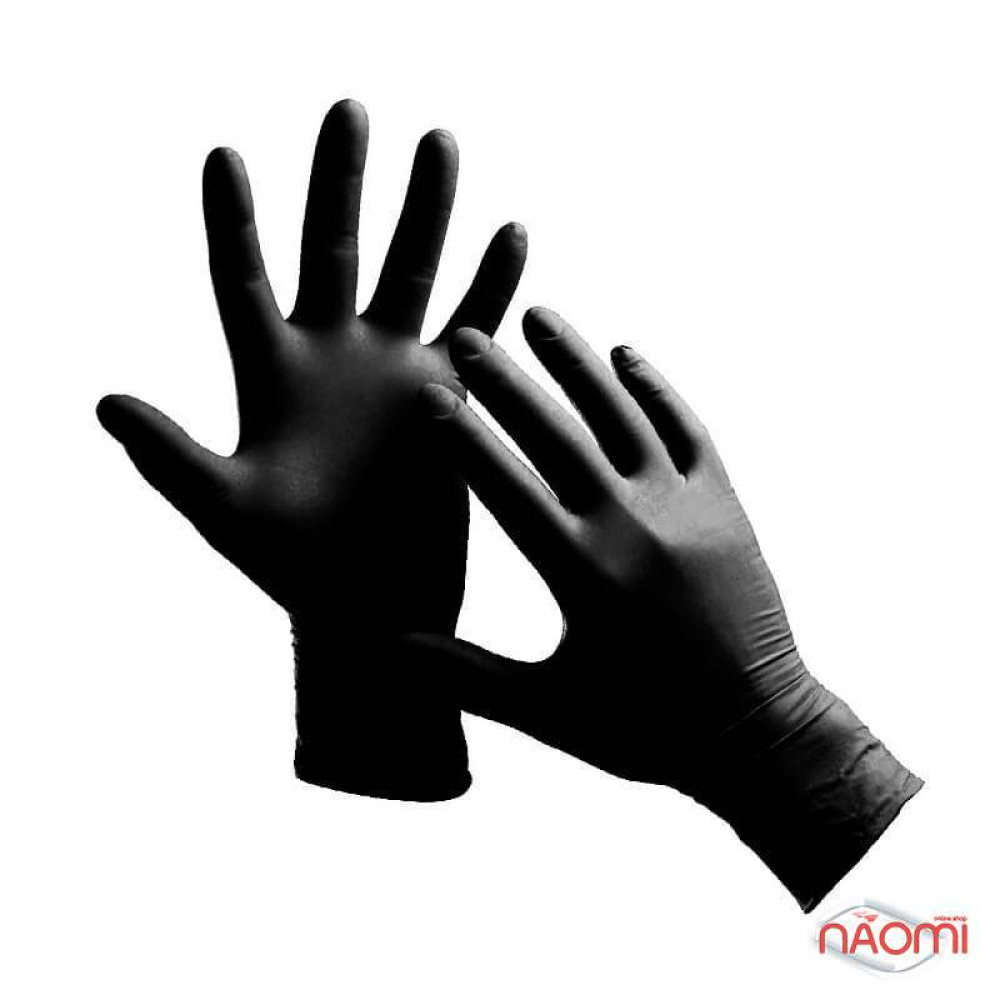 Перчатки нитриловые упаковка - 5 пар, размер S (без пудры), плотность 3 г, черные