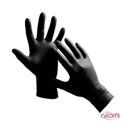 Перчатки нитриловые упаковка - 5 пар, размер S (без пудры), плотность 3 г, черные