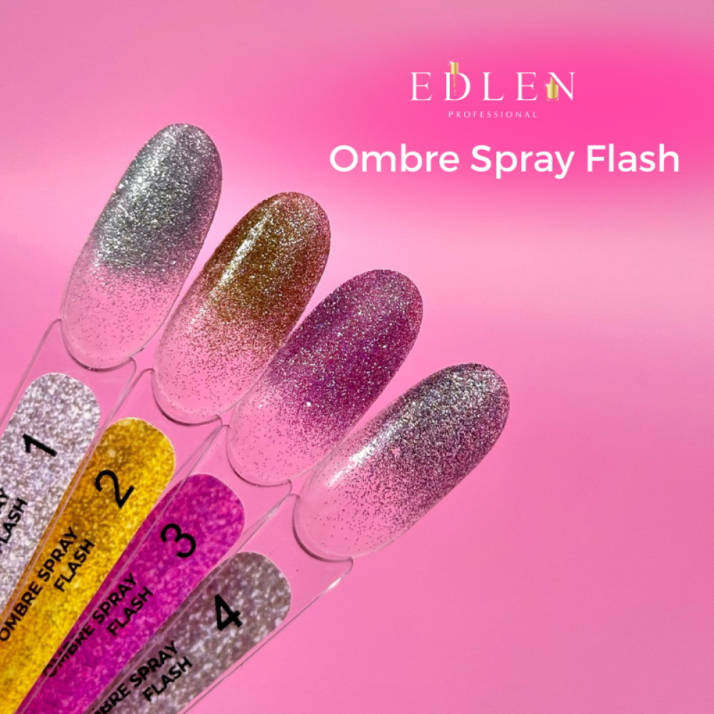 Пудра спрей для дизайну Edlen Professional Ombre Spray Flash 02 світловідбиваюча 7.5 г