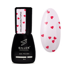 Топ для гель-лаку без липкого шару Siller Professional Top Lovely 03 з рожевими сердечками 8 мл