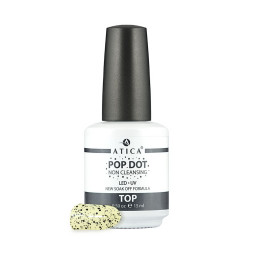 Топ для гель-лака без липкого слоя Atica Top Pop Dot Non Cleansing с черной крошкой с кисточкой 15 мл