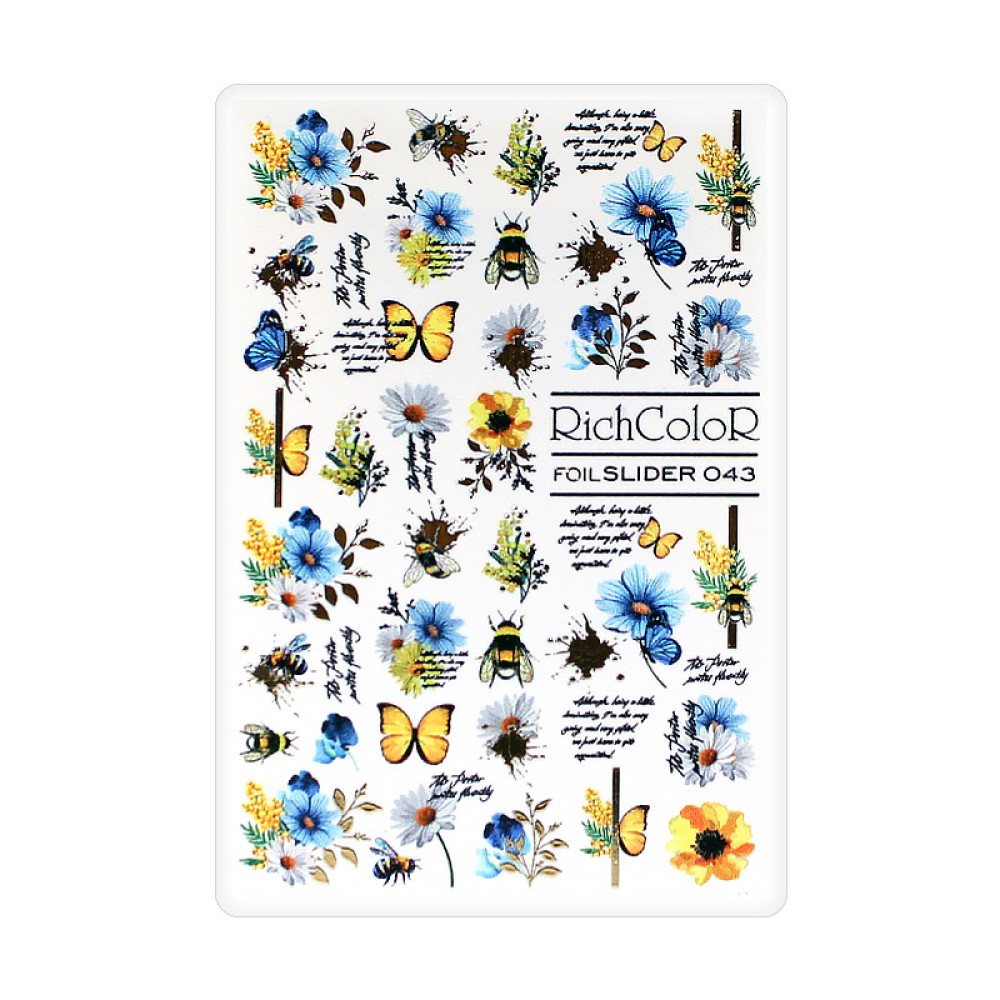 Слайдер-дизайн RichColoR Foil 043 Цветы. бабочки. пчелы и надписи