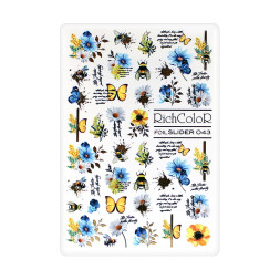Слайдер-дизайн RichColoR Foil 043 Квіти. метелики. бджоли та написи