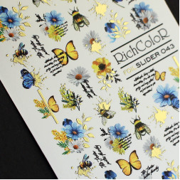 Слайдер-дизайн RichColoR Foil 043 Квіти. метелики. бджоли та написи