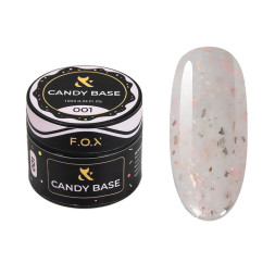 База цветная F.O.X Base Candy 001 молочный с блестками и розовато-золотой поталью 10 мл