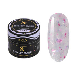 База цветная F.O.X Base Candy 002 молочный с блестками и розово-фиолетовой поталью 10 мл