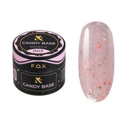 База цветная F.O.X Base Candy 003 розовый с блестками и розовато-золотой поталью 10 мл