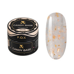 База цветная F.O.X Base Candy 005 молочный с блестками и золотой поталью 10 мл
