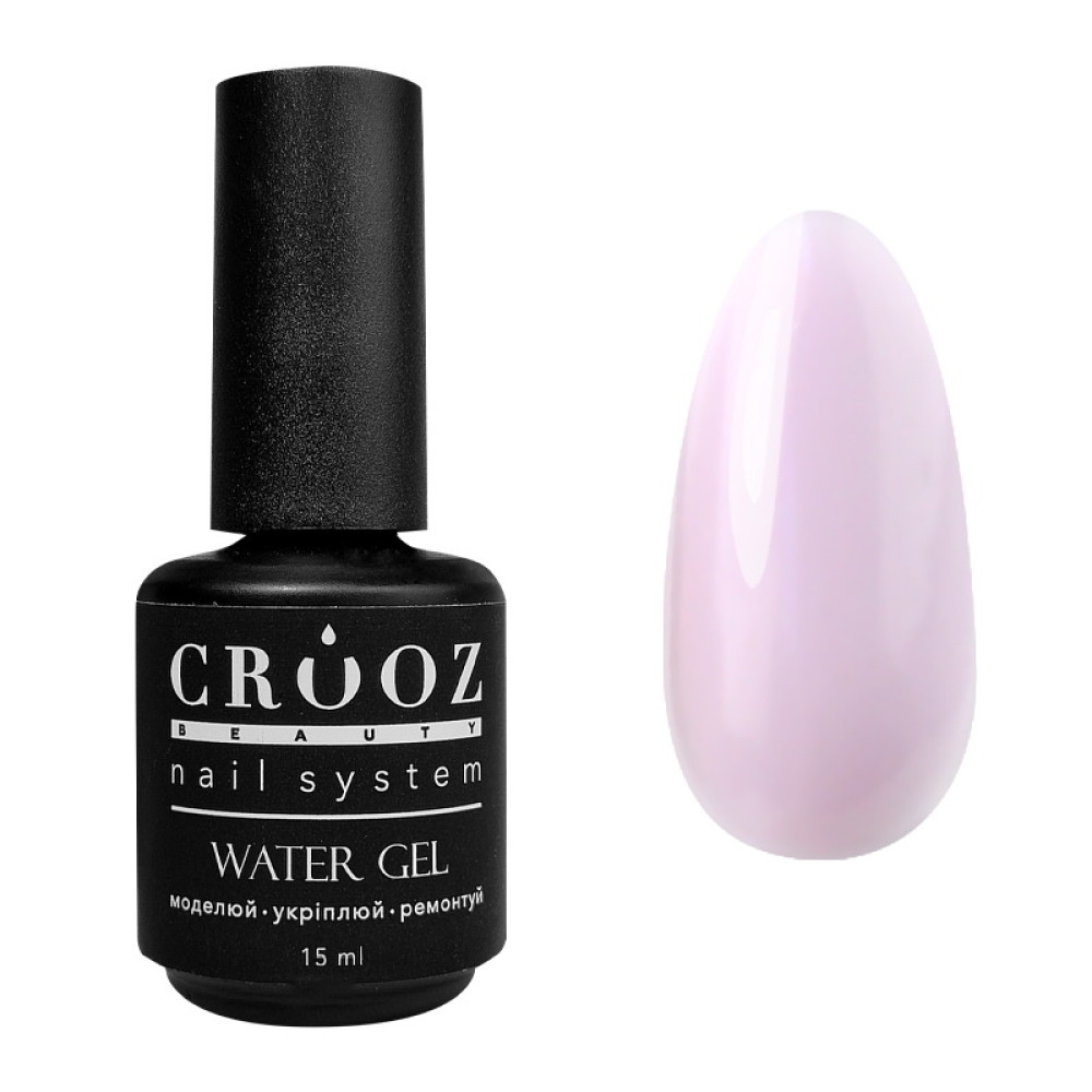 Жидкий гель Crooz Water Gel 06 для укрепления и моделирования светлый лиловый с шиммером 15 мл