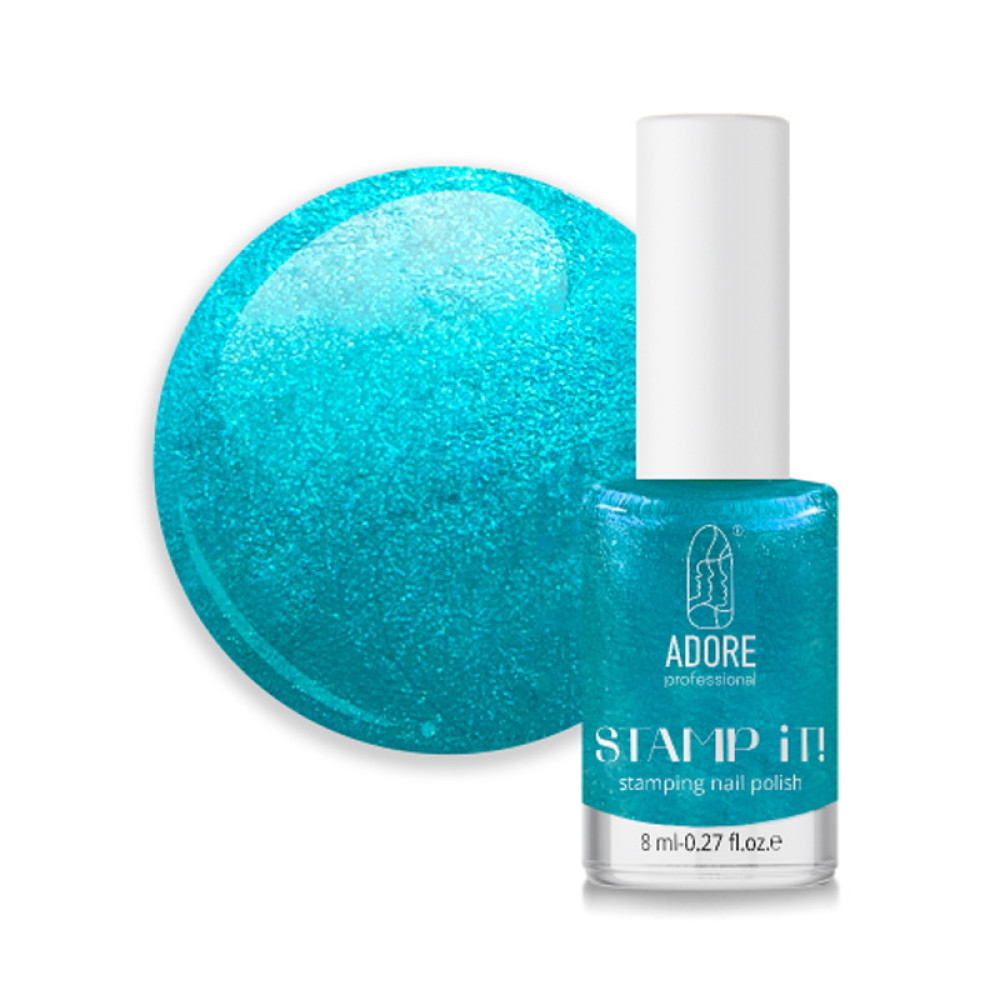 Лак для стемпінгу Adore Professional Stamp It! 13 Turquoise перламутровий бірюзовий. 8 мл