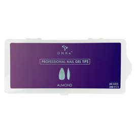 Типсы гелевые для наращивания ногтей DNKa Professional Nail Gel Tips Almond 240 шт миндаль матовые