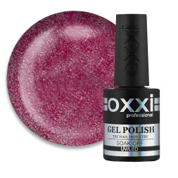 Гель-лак Oxxi Professional 025 червоно-малиновий з мікроблиском. 10 мл