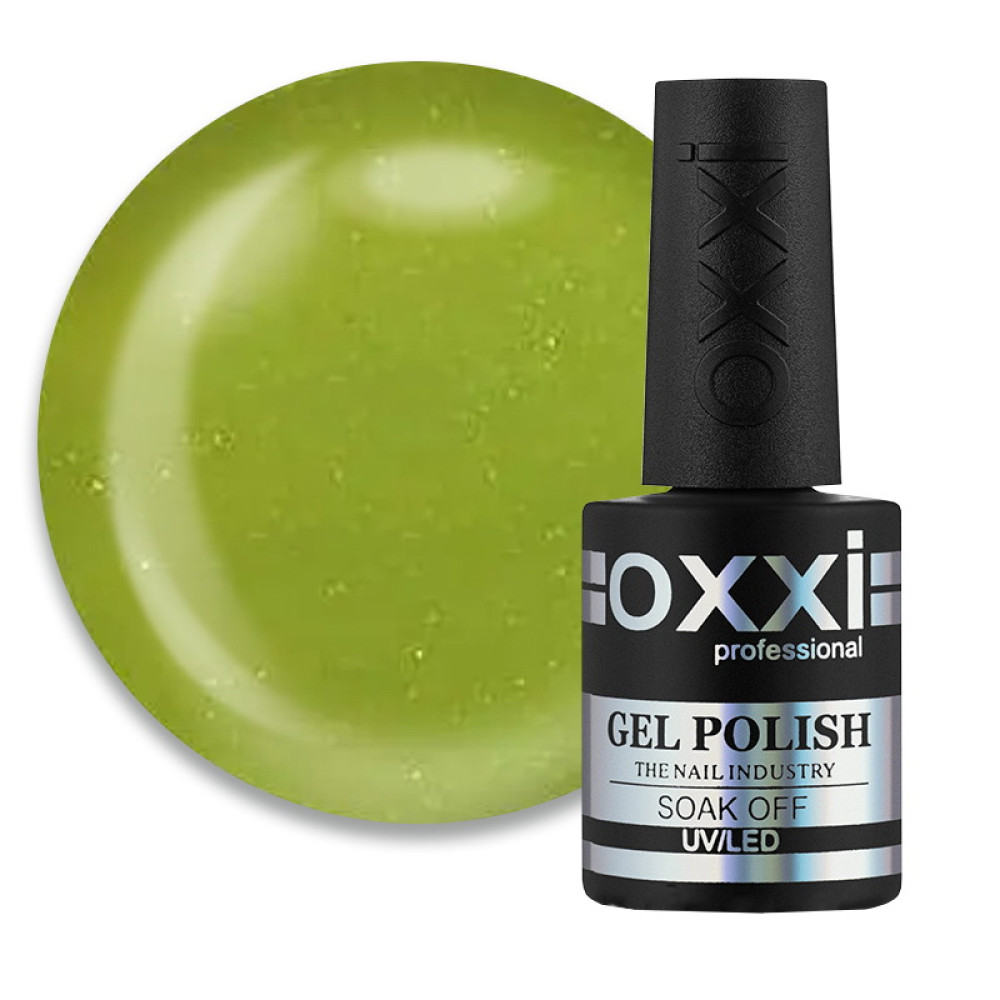 Гель-лак Oxxi Professional 337 золотисто-оливковый с шиммерами. 10 мл