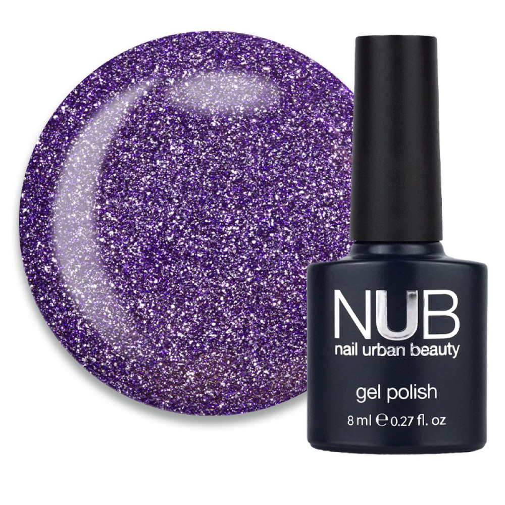 Гель-лак NUB Night Light 13 Milky Way бузково-фіолетовий з блискітками і шимерами світловідбиваючий 8 мл