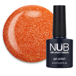 Гель-лак NUB Night Light 14 Amber оранжевый с блестками и шиммерами светоотражающий 8 мл