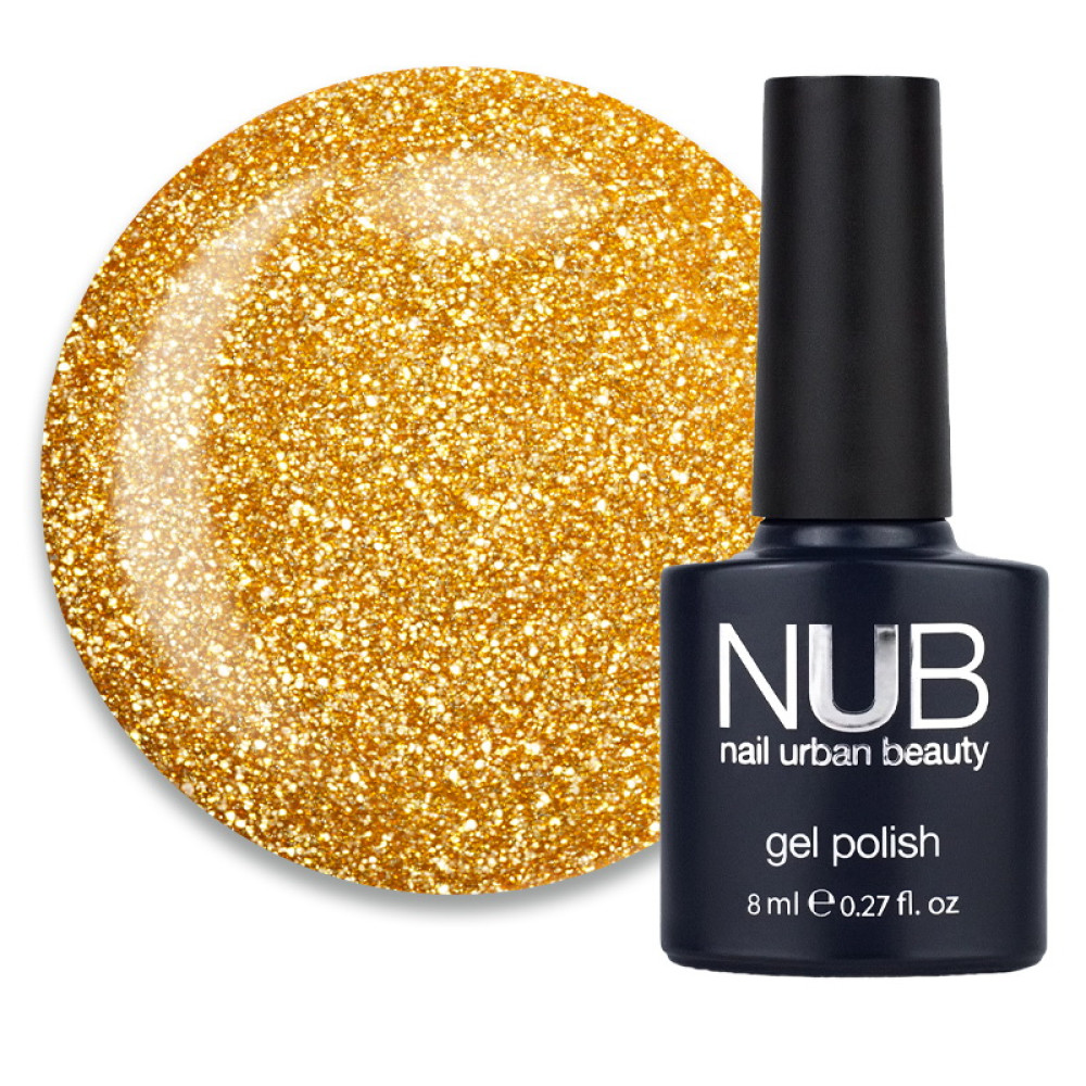 Гель-лак NUB Night Light 15 Desert Sand жовта охра з блискітками і шимерами світловідбиваючий 8 мл