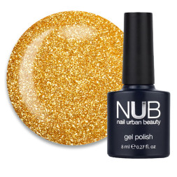 Гель-лак NUB Night Light 15 Desert Sand жовта охра з блискітками і шимерами світловідбиваючий 8 мл